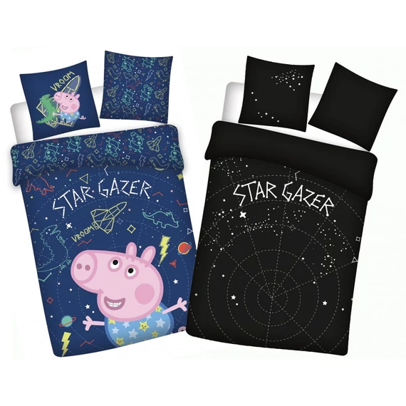 Peppa malac Star-gazer Sötétben világító gyerek, ovis ágyneműhuzat 100x135cm, 40x60cm